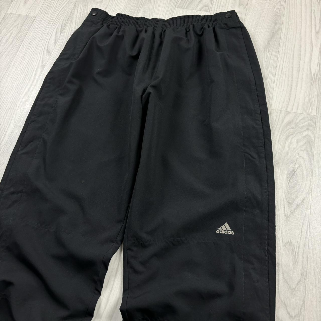 VINTAGE Y2K ADIDAS POPPER WIDE LEG TRACKSUIT BOTTOMS BLACK