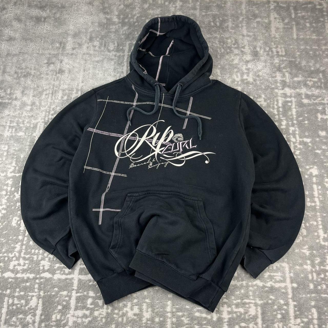 VINTAGE Y2K RIP CURL PLAID GRAPHIC HOODIE BLACK