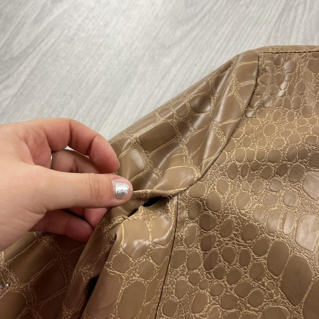 VINTAGE Y2K SNAKE PRINT LEATHER STYLE JACKET BEIGE (S)