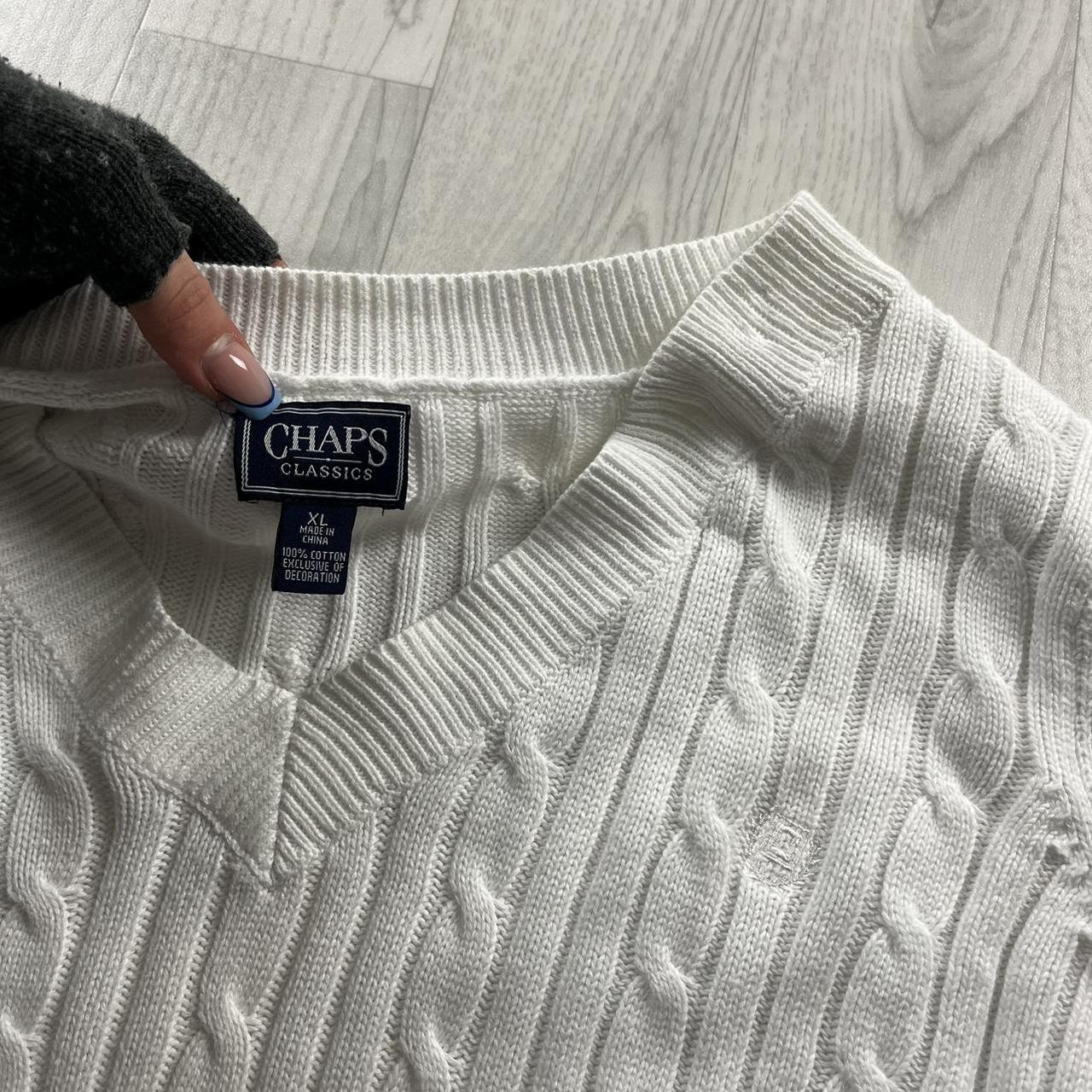 VINTAGE Y2K CHAPS CHUNKY CABLE KNITTED JUMPER WHITE