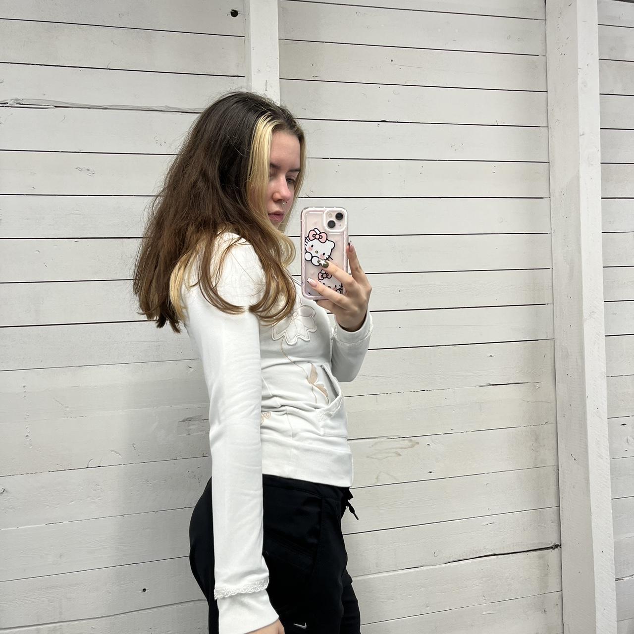 VINTAGE Y2K ANIMAL ZIP HOODIE WHITE
