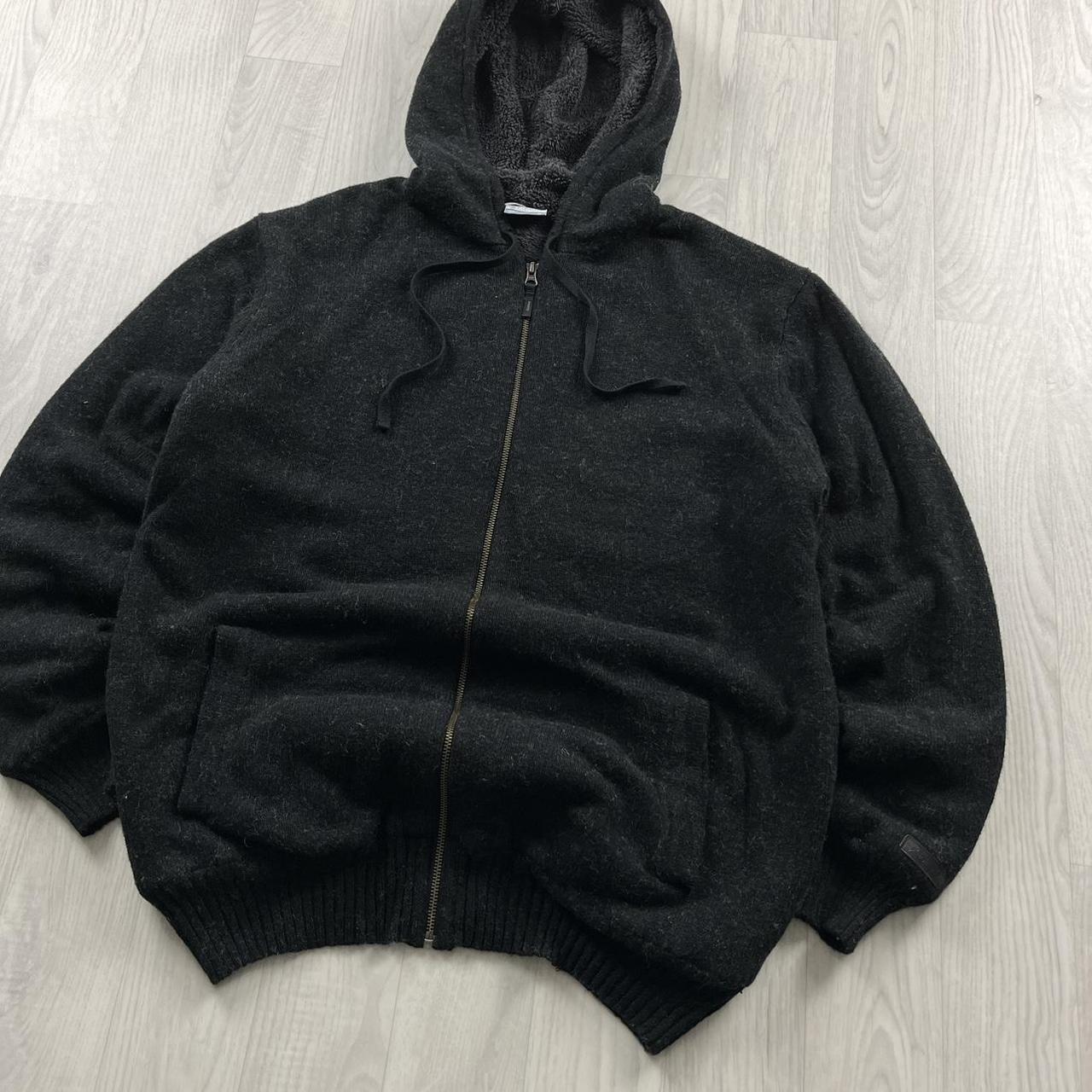 VINTAGE Y2K COLUMBIA KNITTED FLEECE HOODIE BLACK