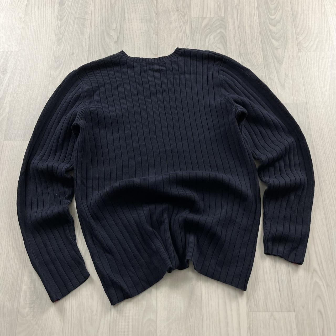 VINTAGE Y2K TOMMY HILFIGER CHUNKY RIBBED KNITTED JUMPER NAVY