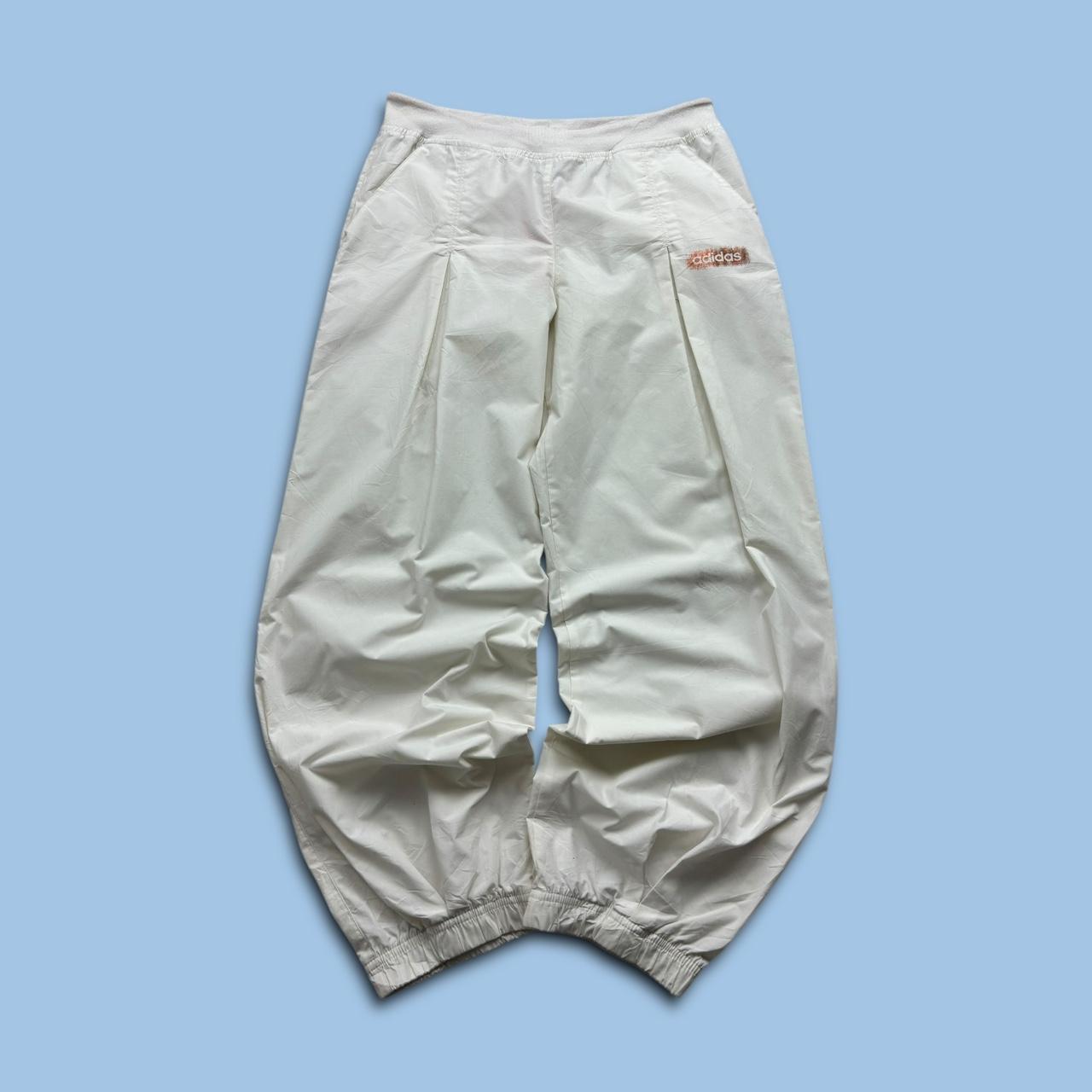 VINTAGE Y2K ADIDAS BAGGY TRACKSUIT BOTTOMS WHITE