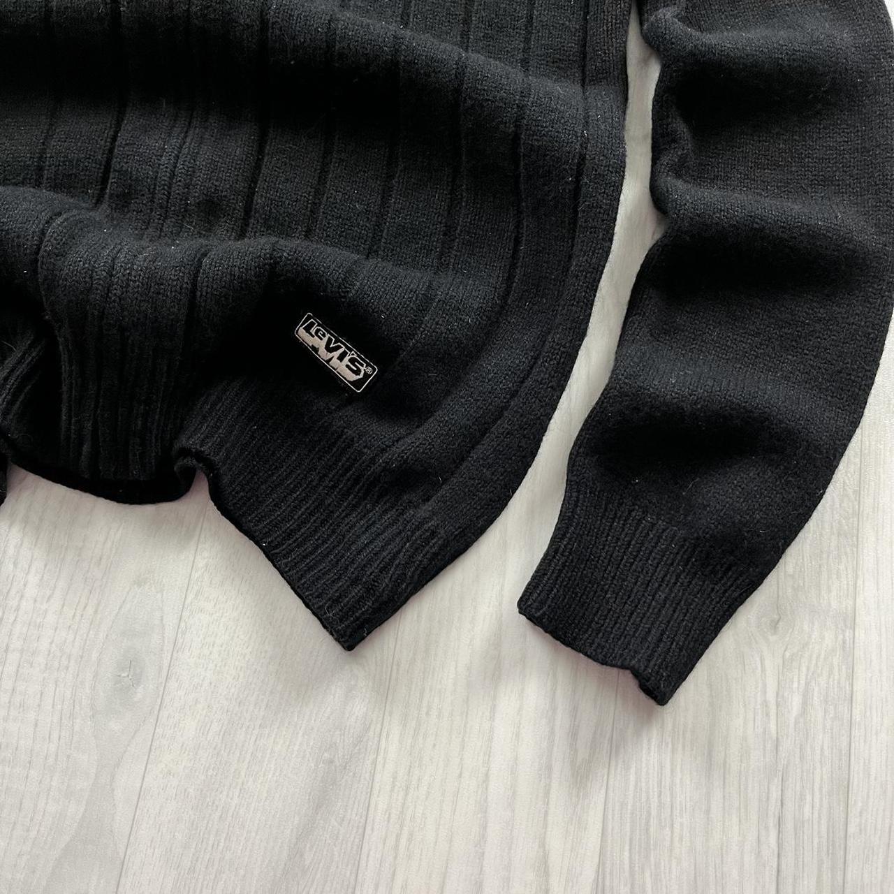 VINTAGE Y2K LEVIS RED TAB CHUNKY STRIPED ZIP KNITTED JUMPER BLACK (S)
