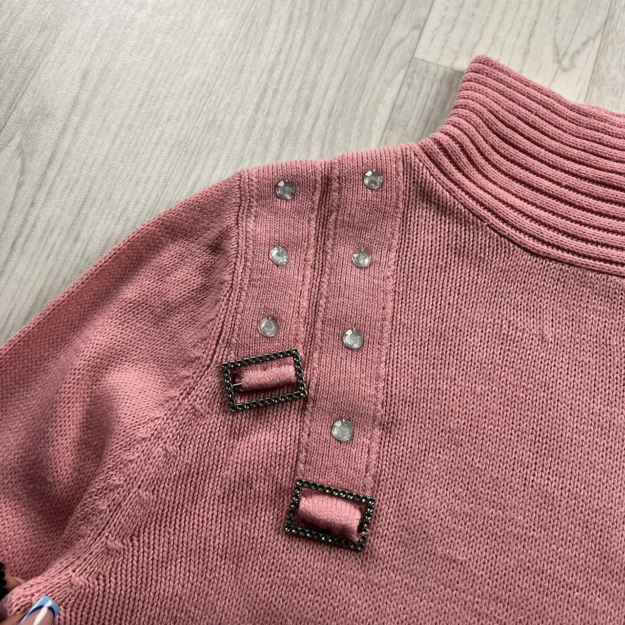 VINTAGE Y2K BUCKLE DETAIL KNITTED JUMPER PINK