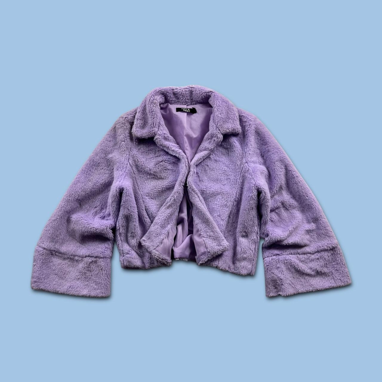 VINTAGE Y2K FAUX FUR JACKET LILAC PURPLE