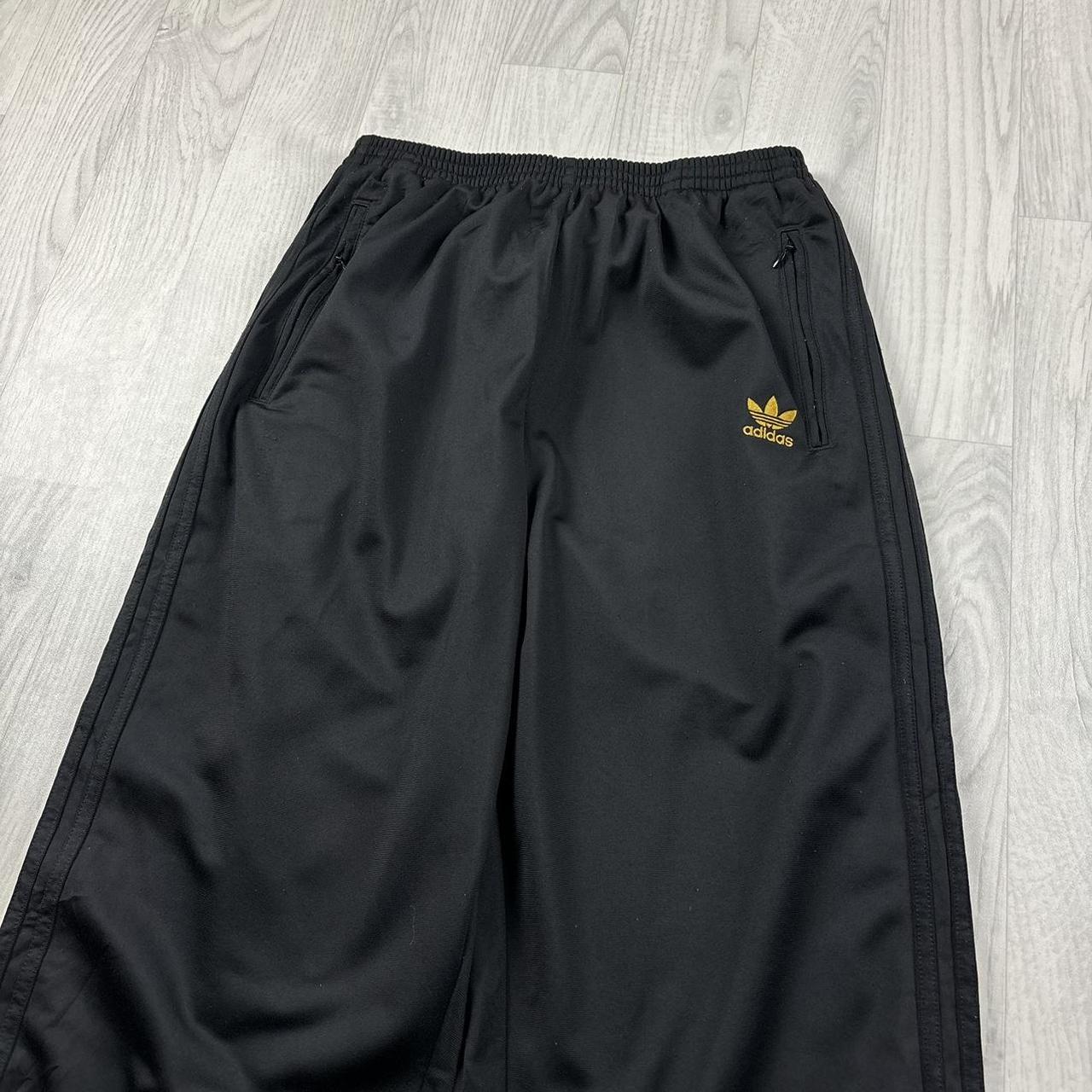 VINTAGE 90s ADIDAS BAGGY POPPER TRACKSUIT BOTTOMS BLACK