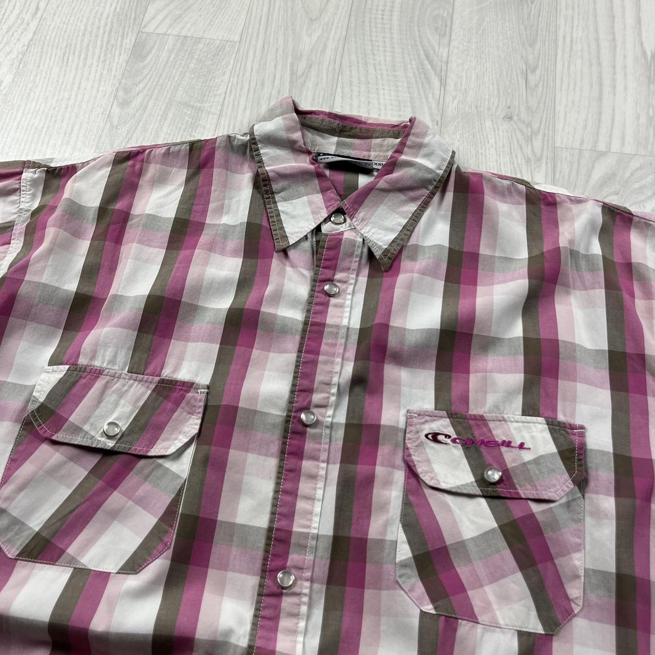 VINTAGE Y2K ONEILL SHORT SLEEVE CHECKERED SHIRT PINK