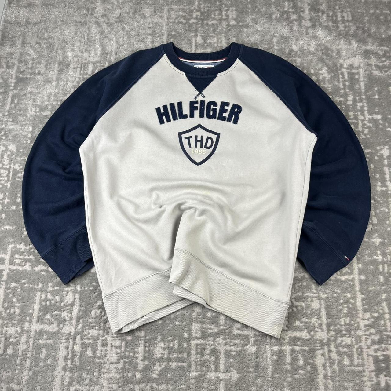 VINTAGE Y2K TOMMY HILFIGER BOXY SWEATSHIRT GREY / NAVY