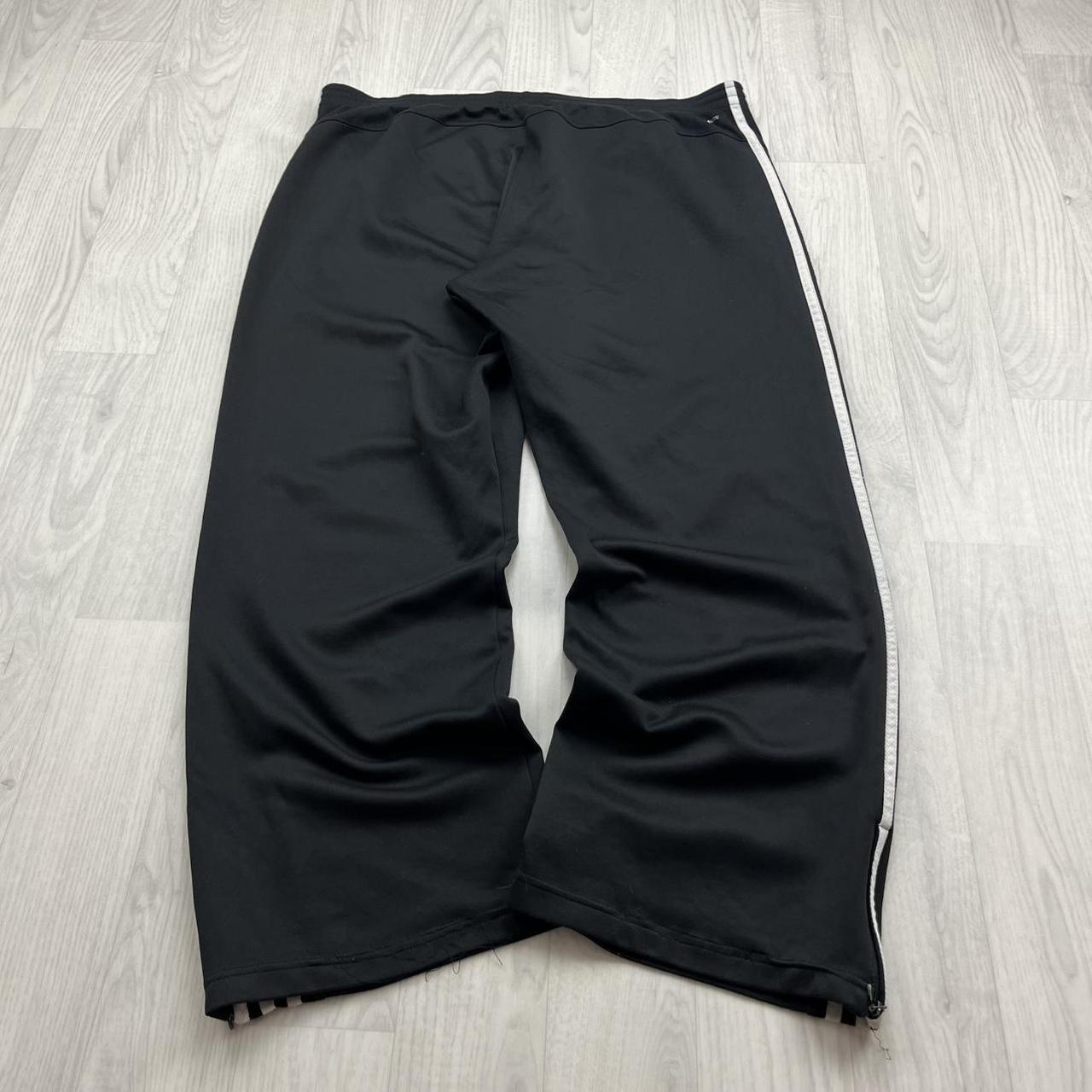 VINTAGE Y2K ADIDAS SIDE STRIPE WIDE LEG TRACKSUIT BOTTOMS BLACK