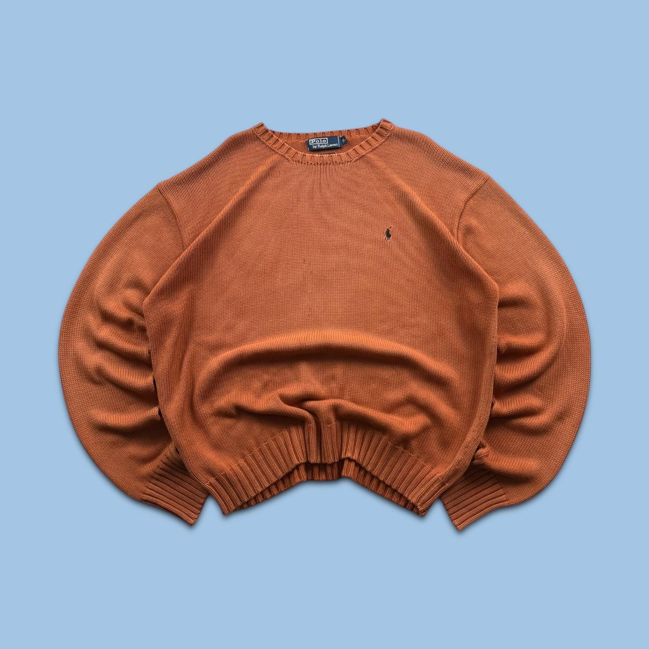 VINTAGE Y2K POLO RALPH LAUREN CHUNKY KNITTED JUMPER ORANGE