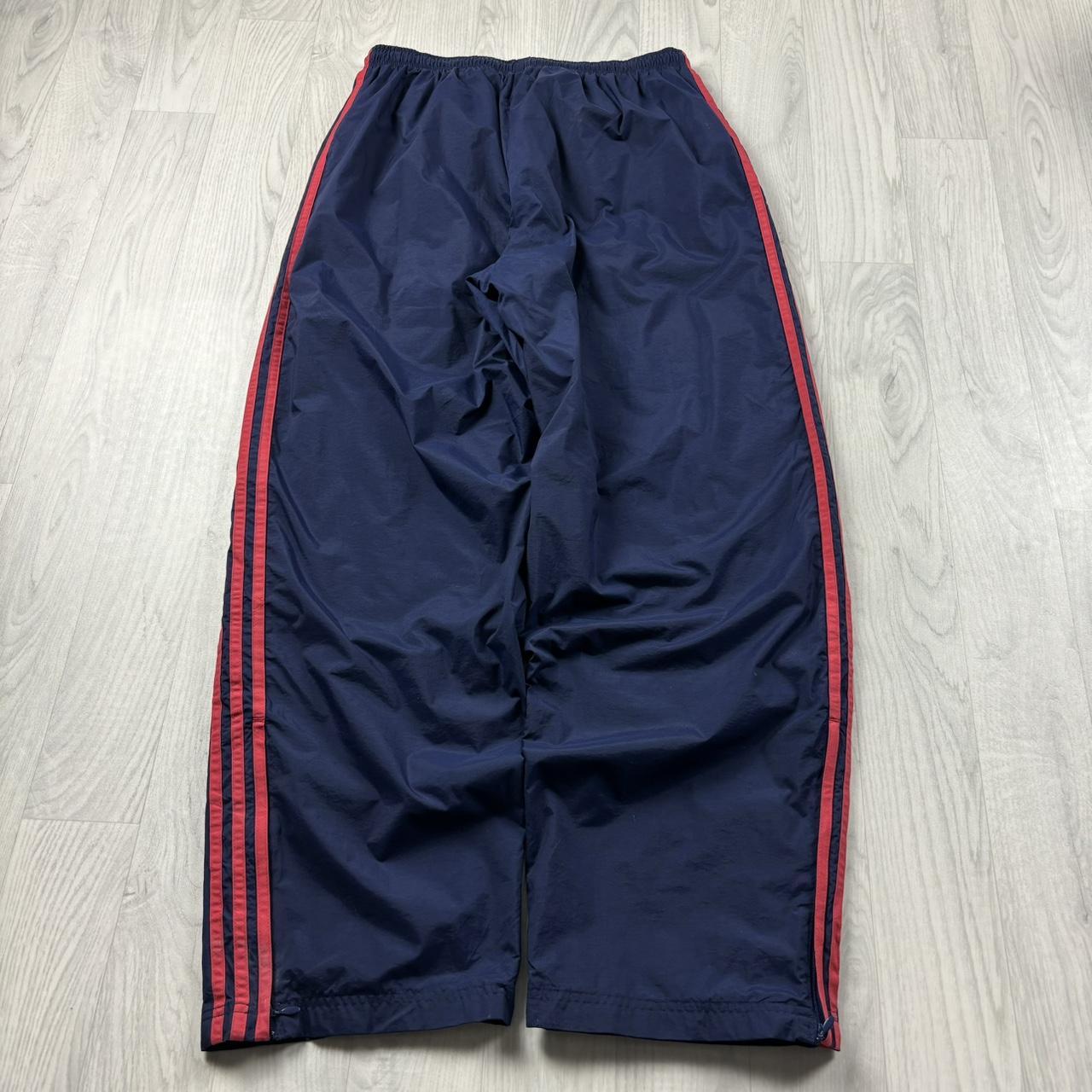VINTAGE Y2K ADIDAS WIDE LEG BAGGY TRACKSUIT BOTTOMS NAVY RED