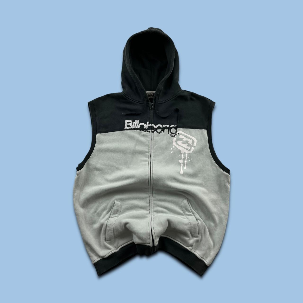 VINTAGE Y2K BILLABONG ZIP SLEEVELESS HOODIE GILET BLACK