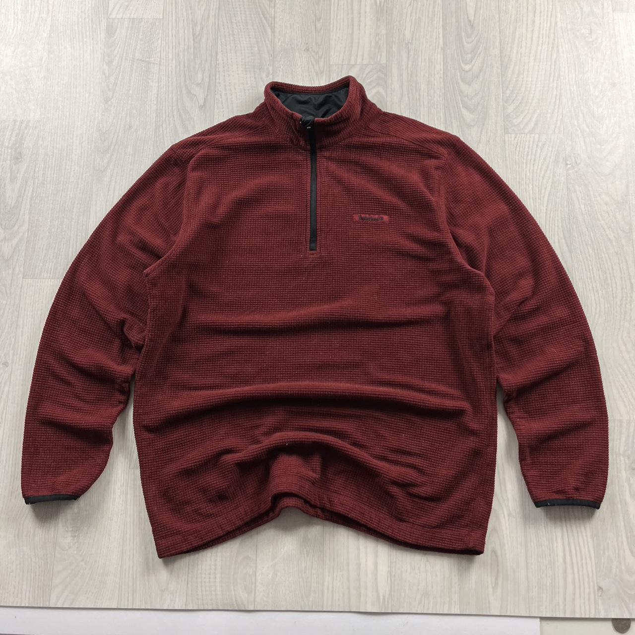 VINTAGE Y2K TIMBERLAND QUARTER ZIP WAFFLE KNIT SWEATSHIRT BURGUNDY