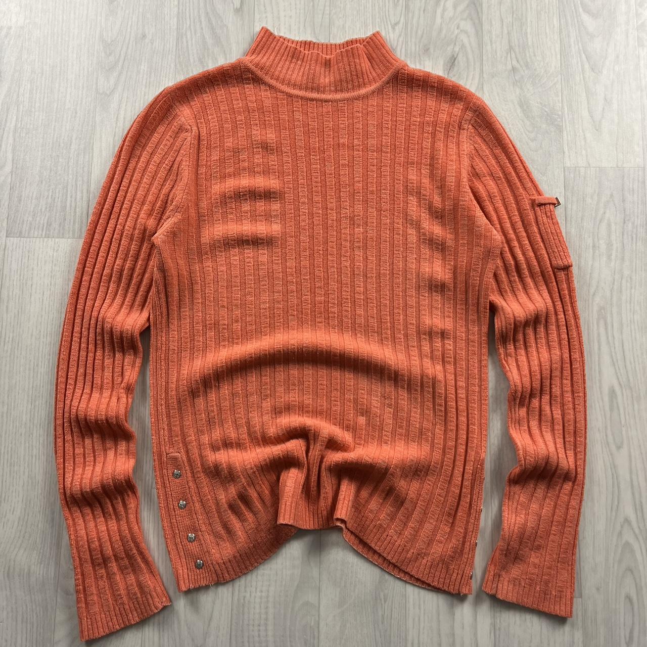 VINTAGE Y2K RIBBED KNITTED JUMPER ORANGE