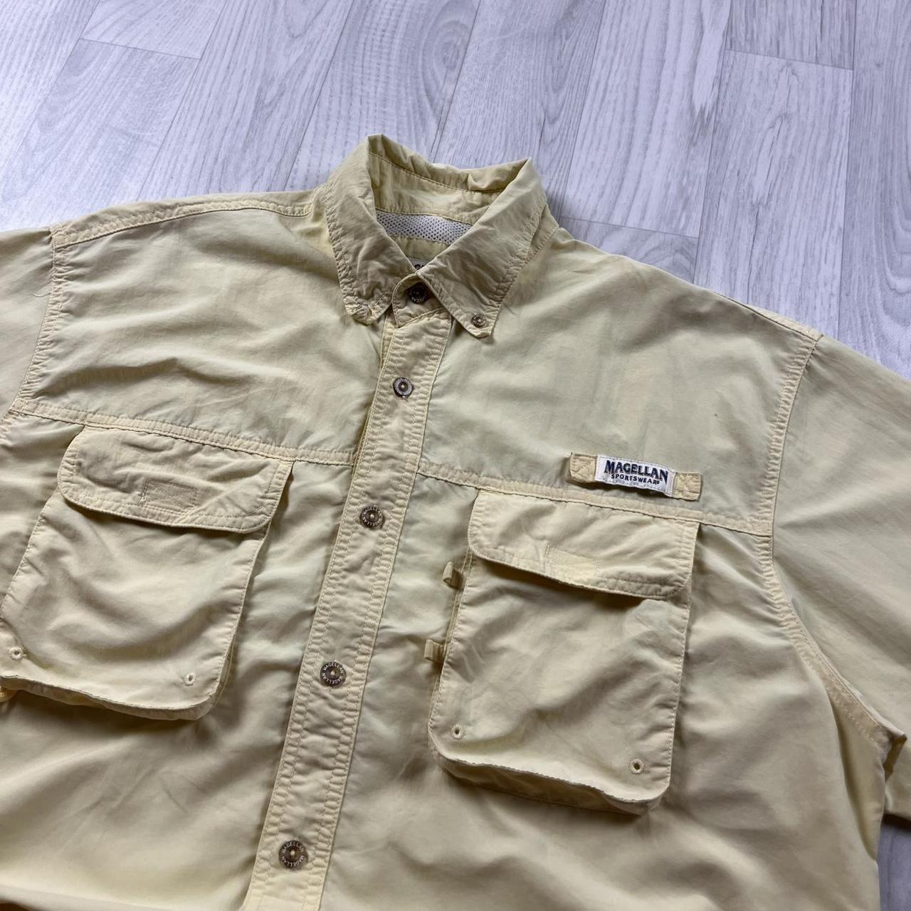 VINTAGE Y2K CARGO UTILITY SHORT SLEEVE SHIRT YELLOW