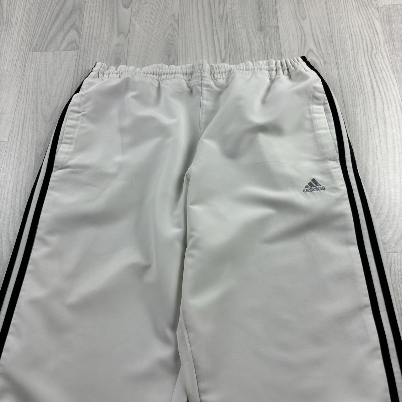 VINTAGE Y2K ADIDAS BAGGY TRACKSUIT BOTTOMS WHITE