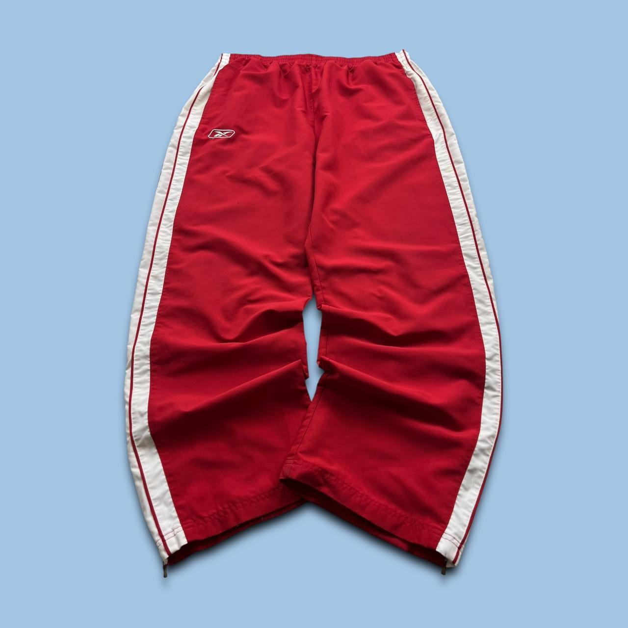 VINTAGE Y2K REEBOK WIDE LEG TRACKSUIT BOTTOMS RED
