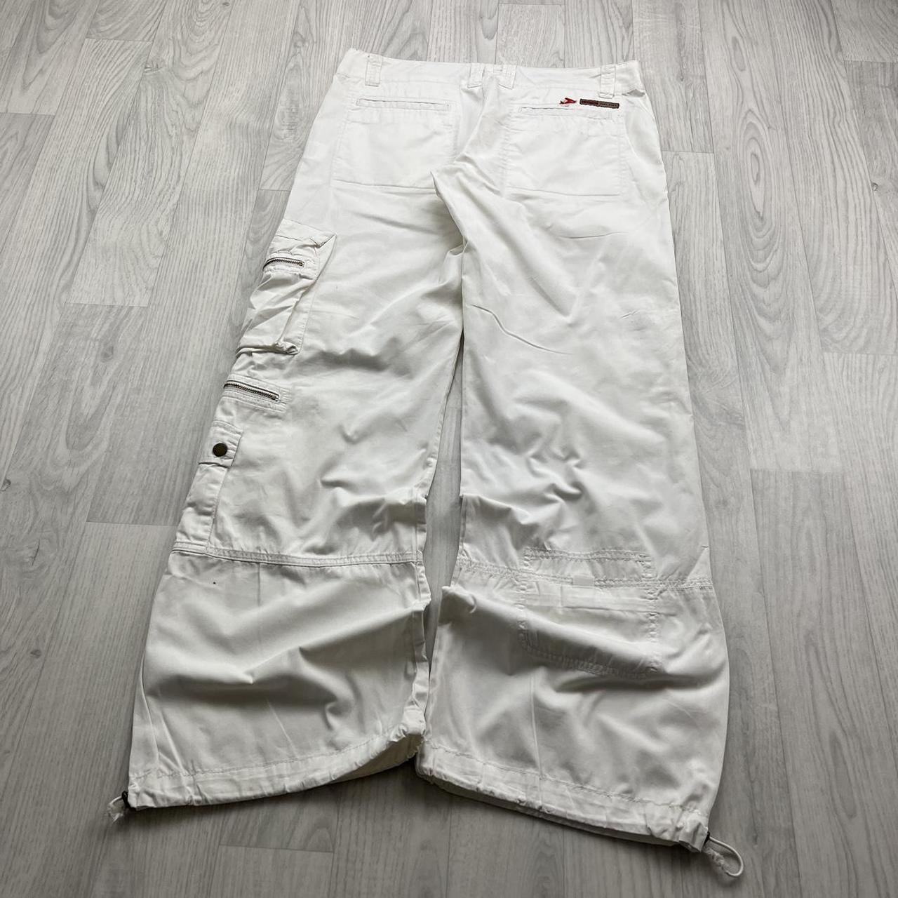 VINTAGE Y2K BAGGY LOW RISE CARGO TROUSERS WHITE