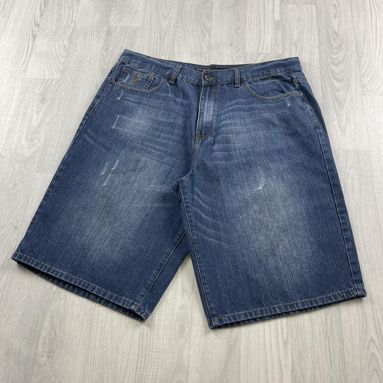 VINTAGE ROCAWEAR BAGGY LOOSE HIP HOP JORTS NAVY BLUE (38w)