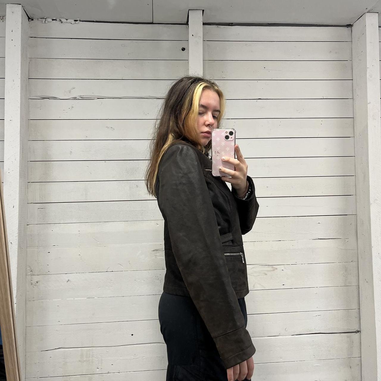 VINTAGE Y2K YESSICA UTILITY LEATHER JACKET BLACK (S)