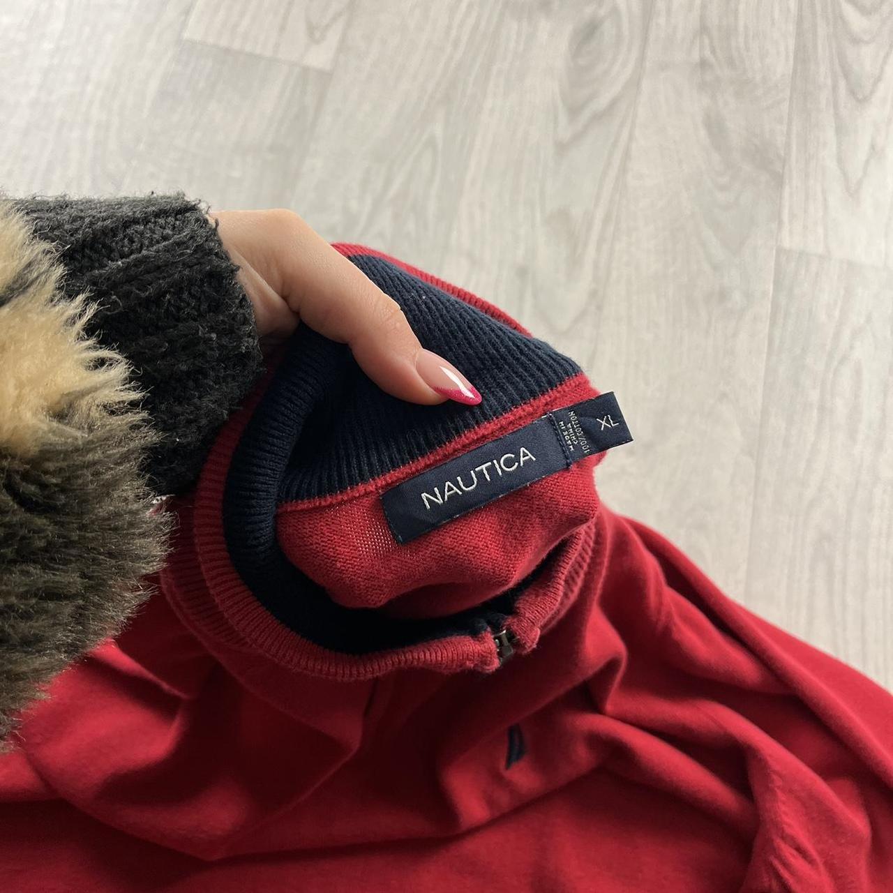 VINTAGE Y2K NAUTICA QUARTER ZIP KNITTED JUMPER RED