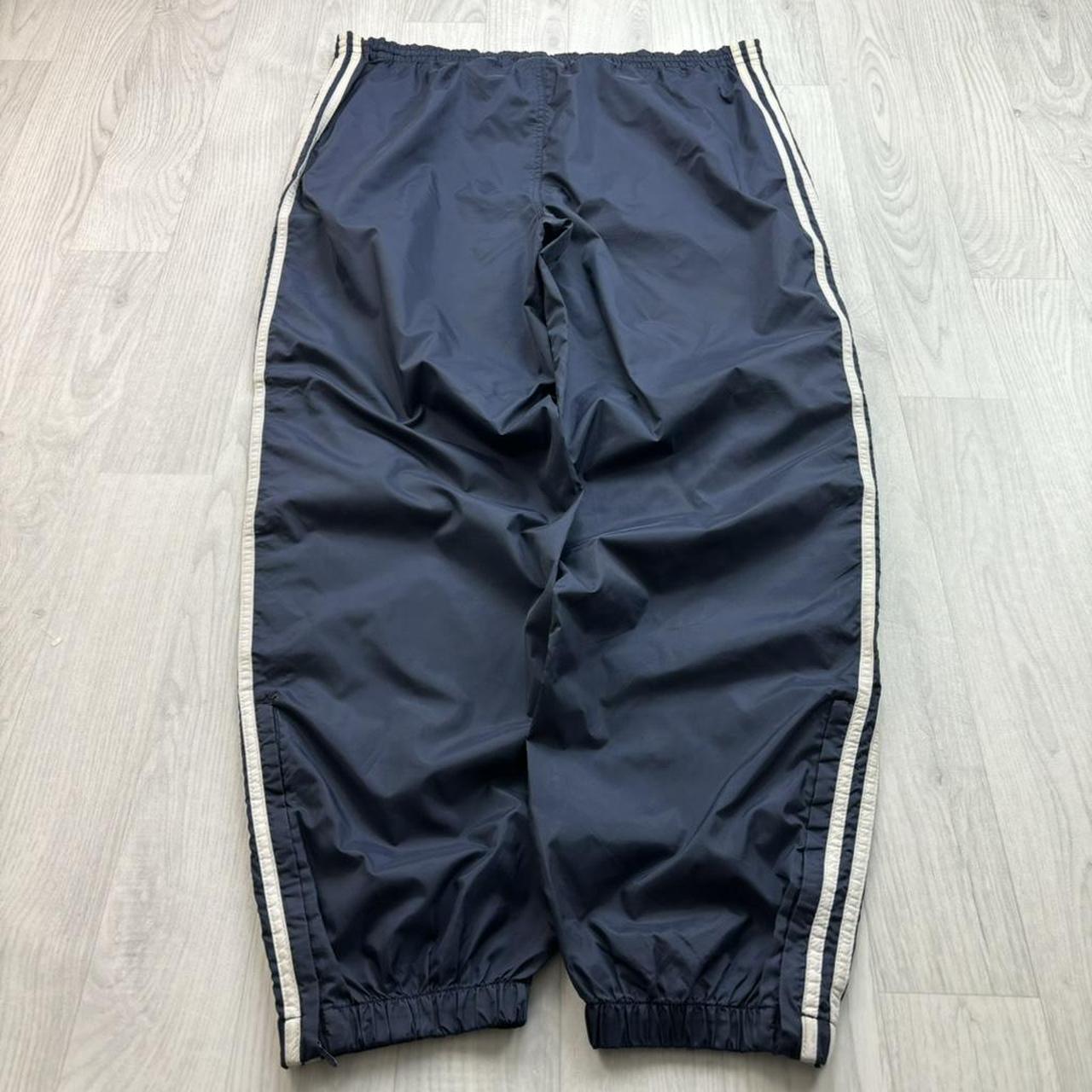 VINTAGE 90s ADIDAS BAGGY SHELL TRACKSUIT BOTTOMS NAVY