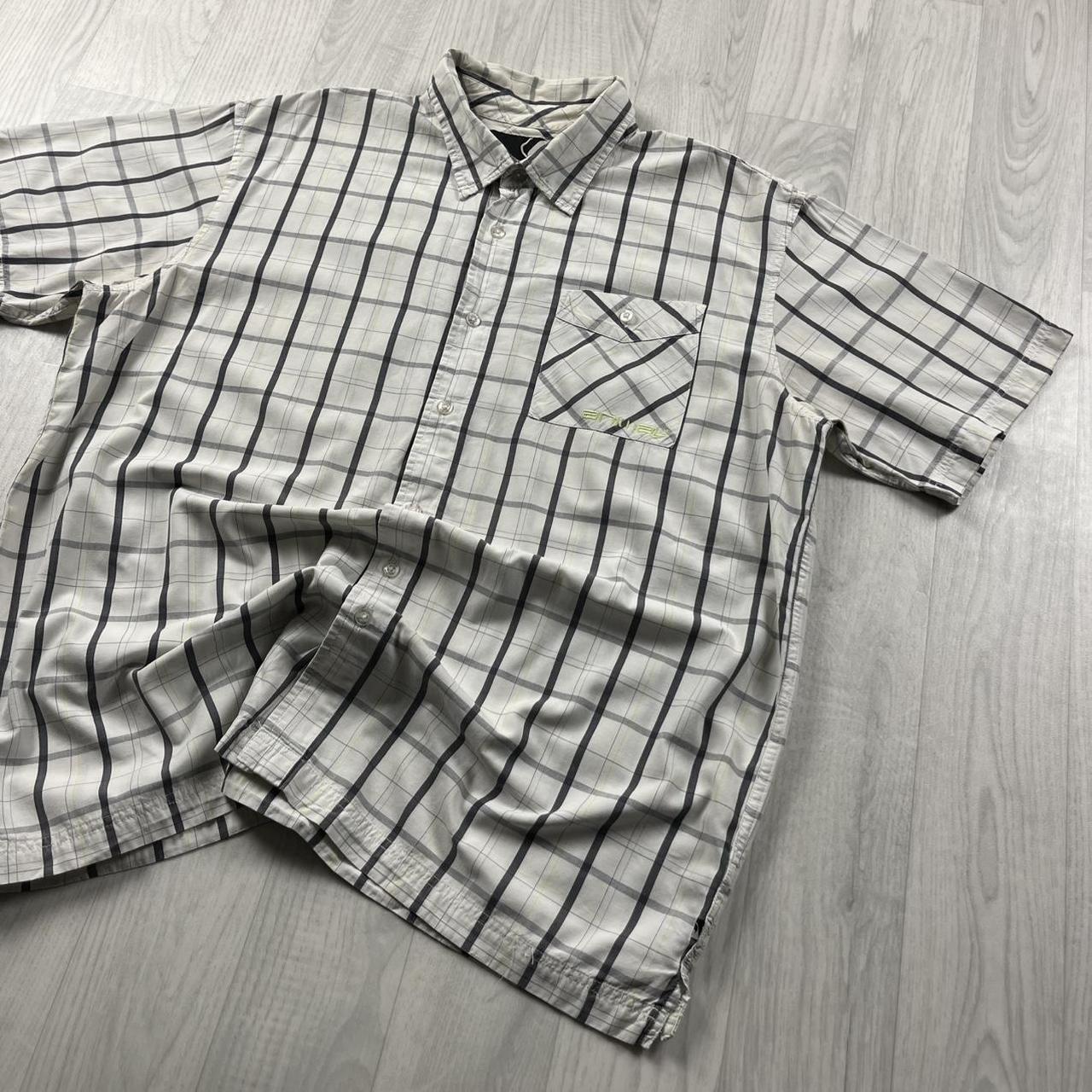 VINTAGE Y2K ANIMAL CHECKERED SHORT SLEEVE SHIRT WHITE