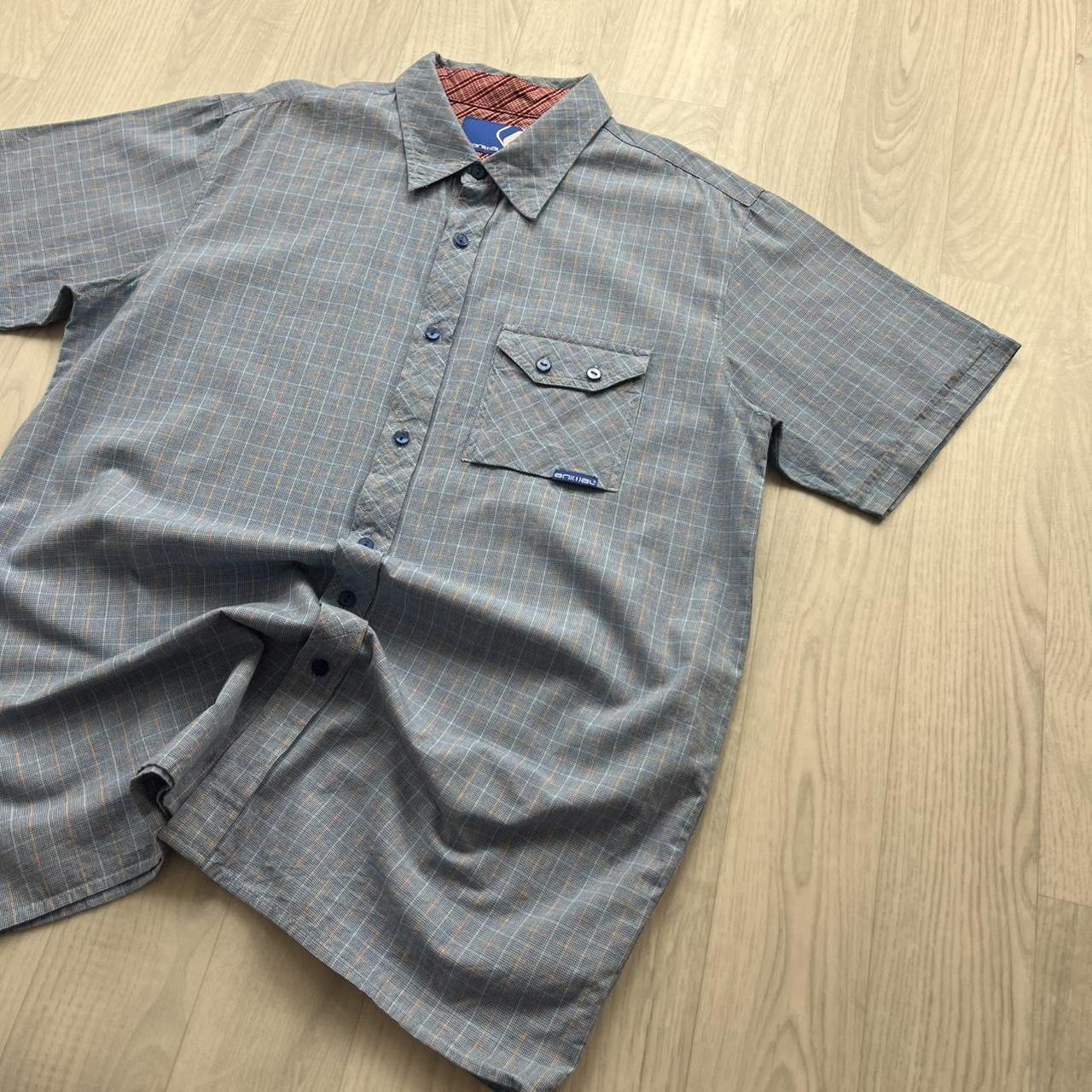 VINTAGE Y2K ANIMAL CHECKERED SHORT SLEEVE SHIRT BLUE