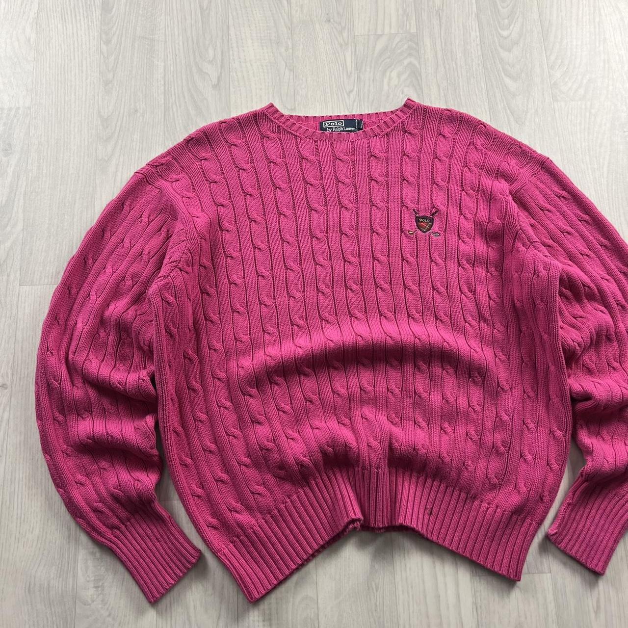 VINTAGE Y2K POLO RALPH LAUREN CHUNKY CABLE KNITTED JUMPER PINK