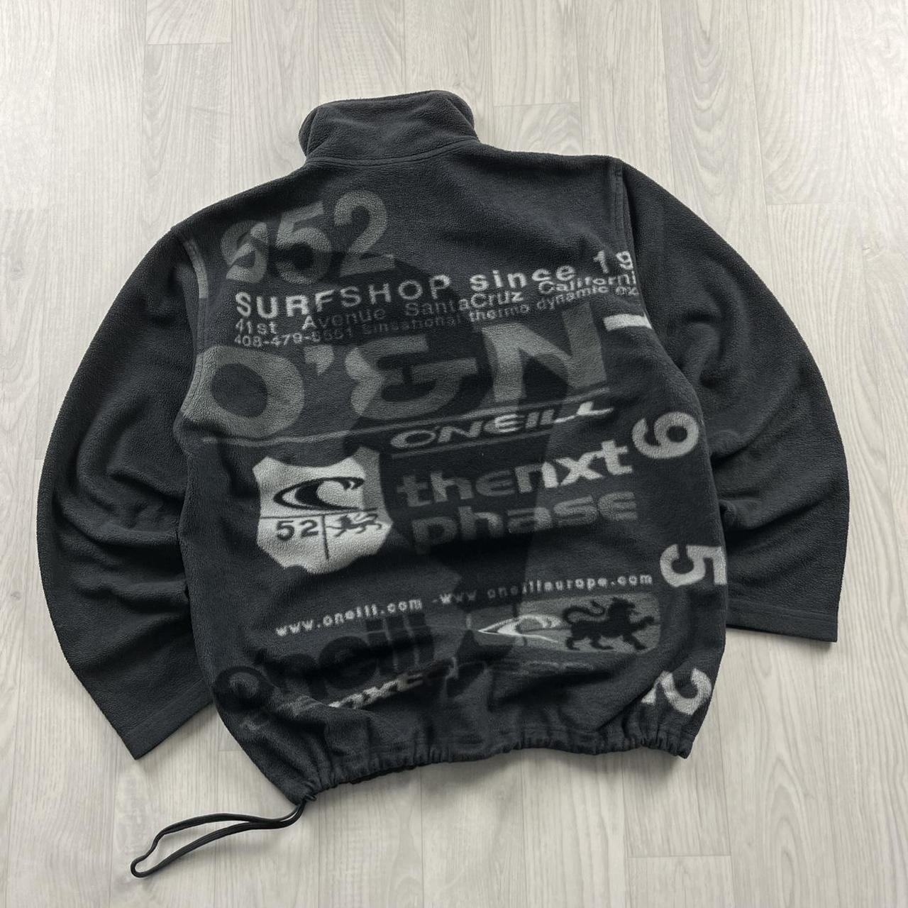 VINTAGE Y2K O’NEILL GRAPHIC QUARTER ZIP FLEECE SWEATSHIRT BLACK