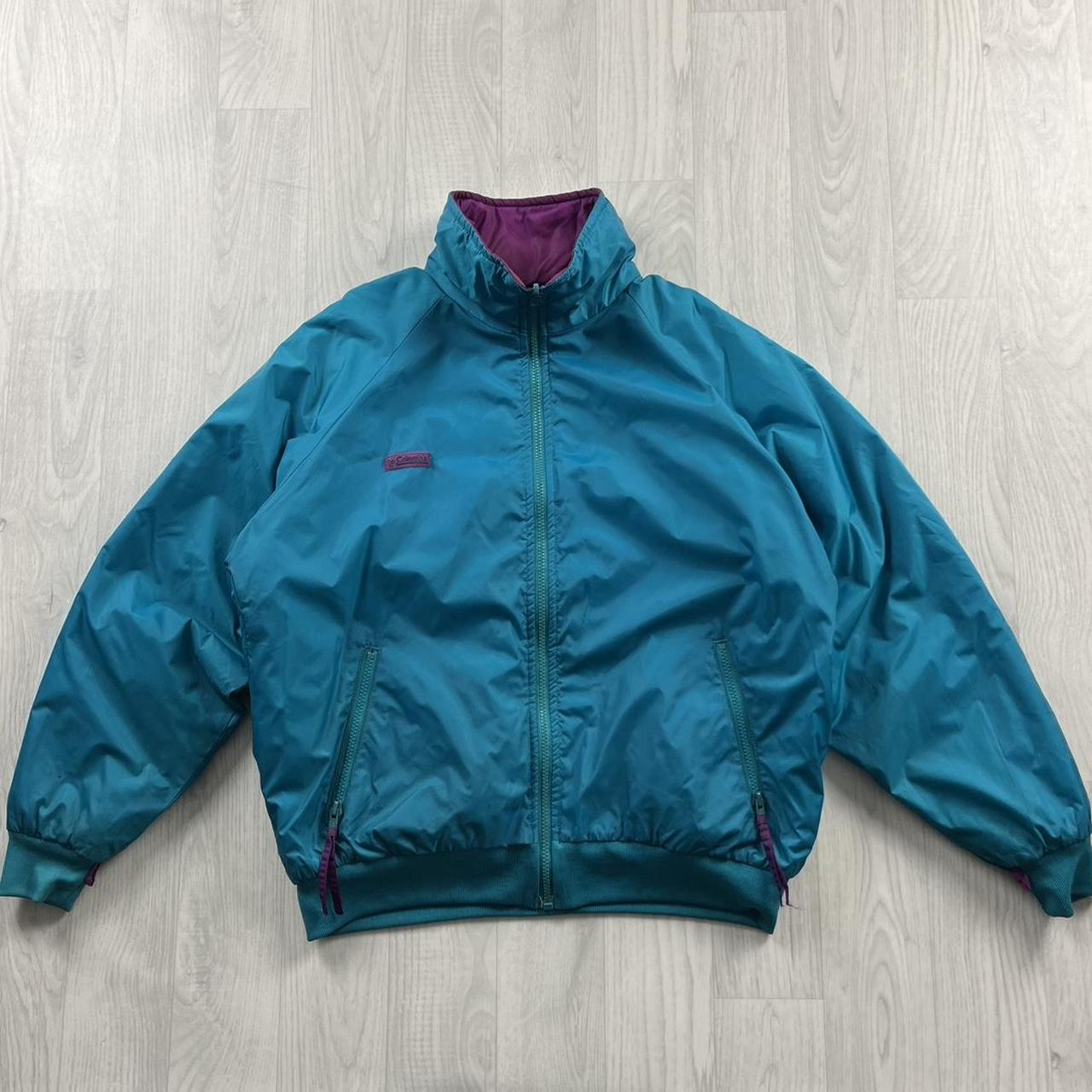 VINTAGE 00s COLUMBIA REVERSIBLE PADDED JACKET PURPLE BLUE