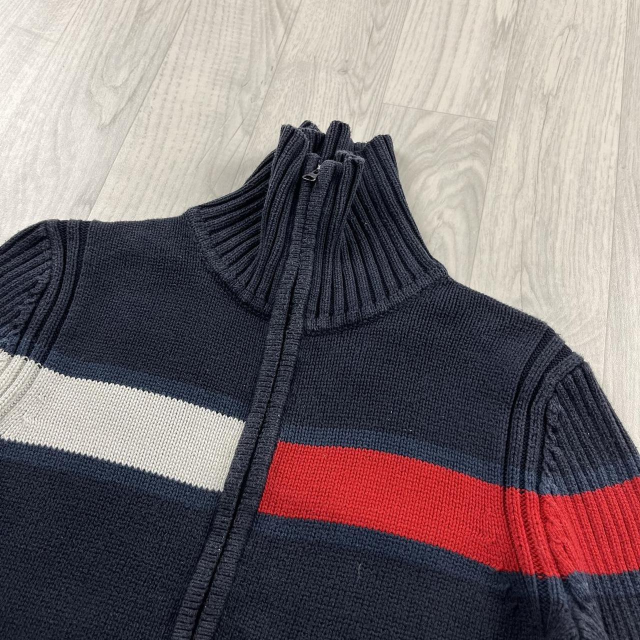 VINTAGE Y2K TOMMY HILFIGER CHUNKY ZIP KNITTED JUMPER NAVY