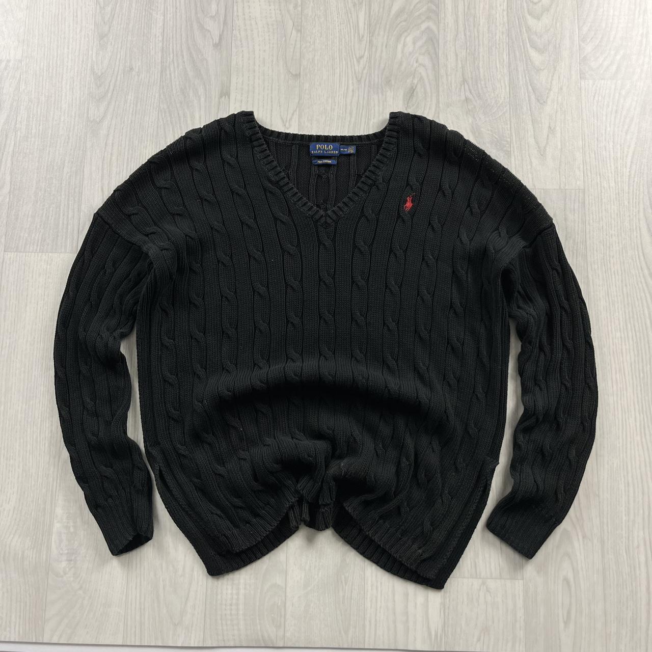 VINTAGE Y2K POLO RALPH LAUREN CHUNKY CABLE KNITTED JUMPER BLACK