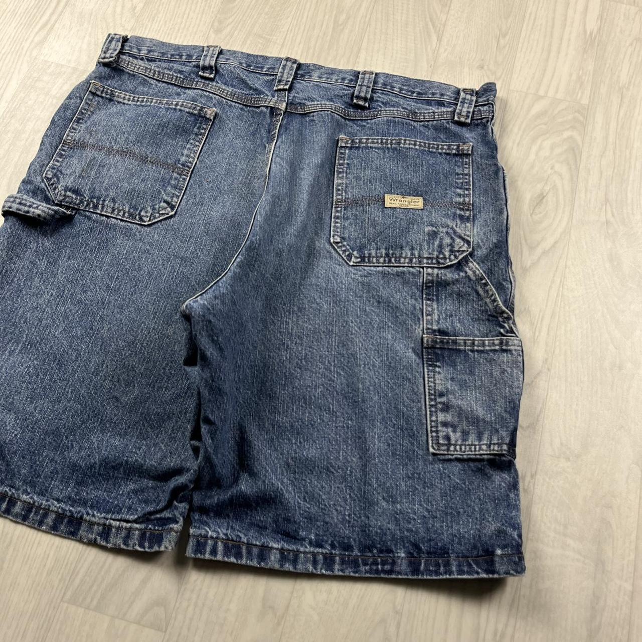 VINTAGE 00s WRANGLER BAGGY LOOSE CARPENTER JORTS BLUE