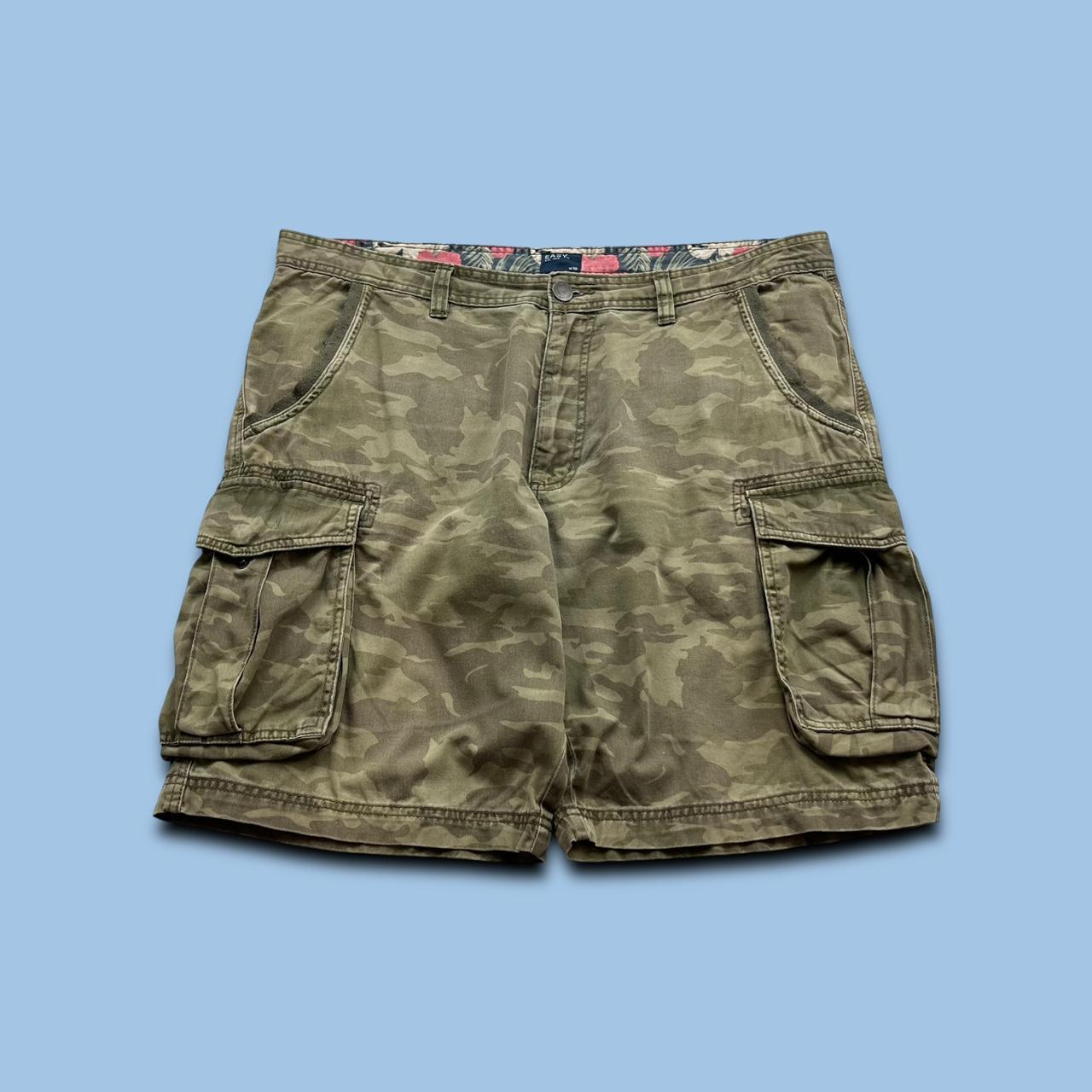 VINTAGE Y2K BAGGY CAMO CARGO SHORTS KHAKI