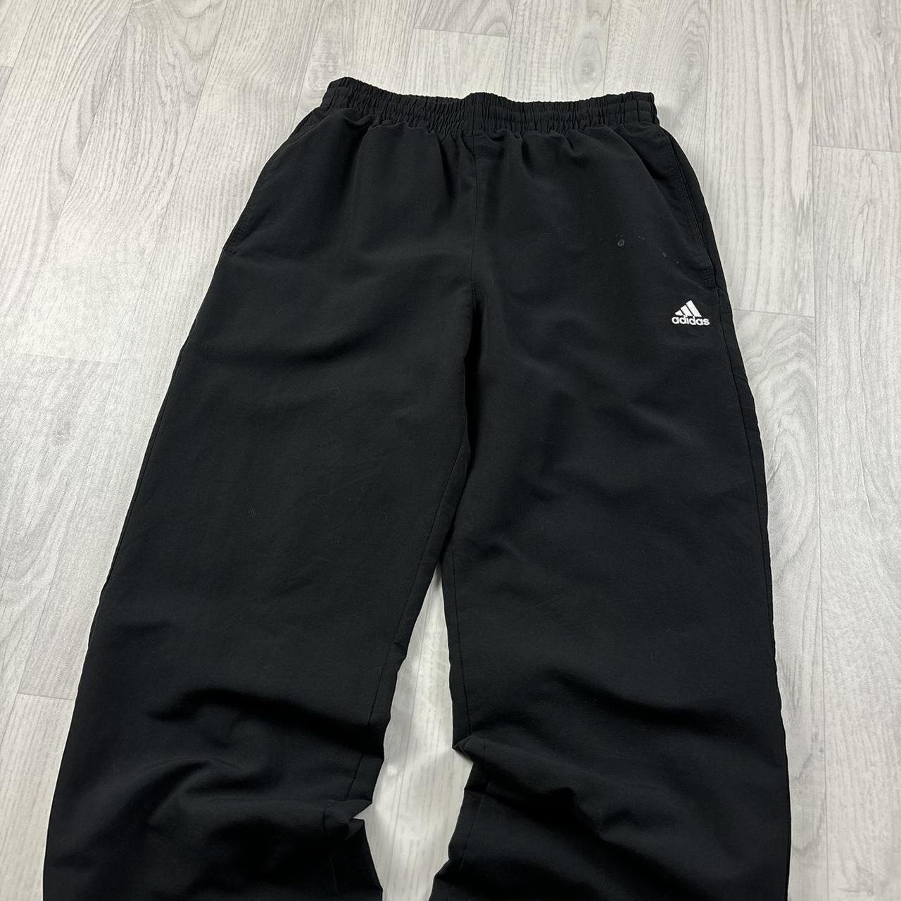 ADIDAS STRAIGHT LEG BAGGY TRACKSUIT BOTTOMS BLACK