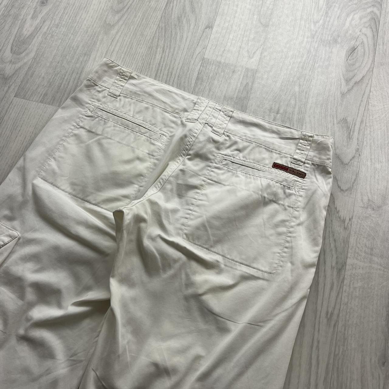 VINTAGE Y2K BAGGY LOW RISE CARGO TROUSERS WHITE