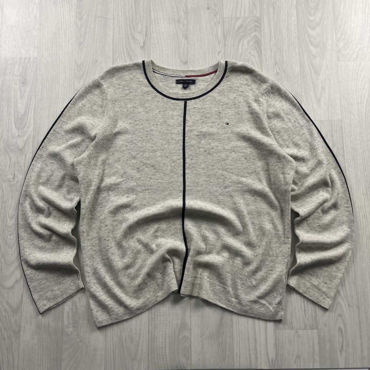 VINTAGE Y2K TOMMY HILFIGER KNITTED JUMPER GREY