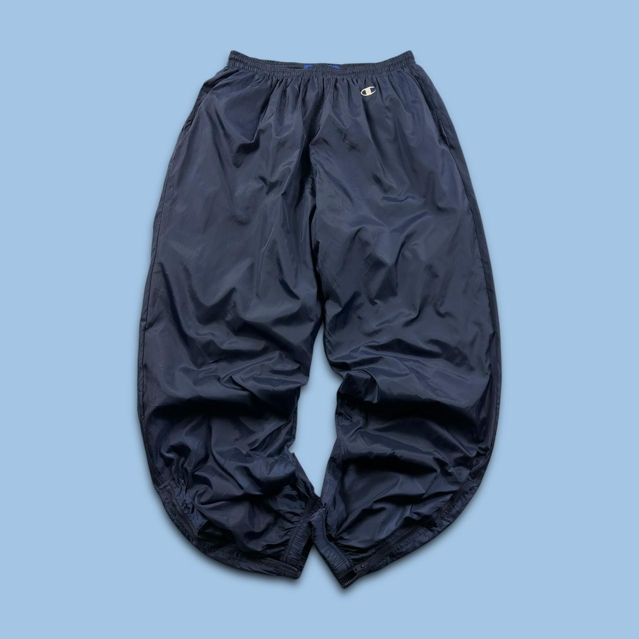 VINTAGE Y2K CHAMPION BAGGY SHELL TRACKSUIT BOTTOMS NAVY