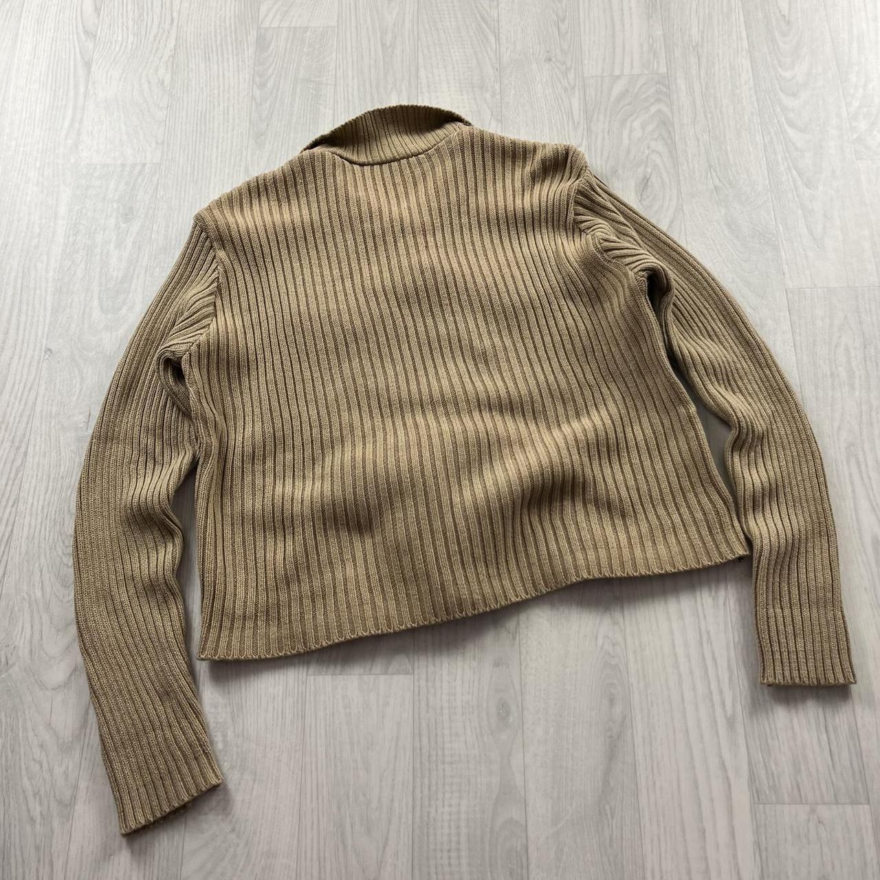 VINTAGE Y2K DENIM RIBBED SLEEVE JACKET BLUE BEIGE (L)