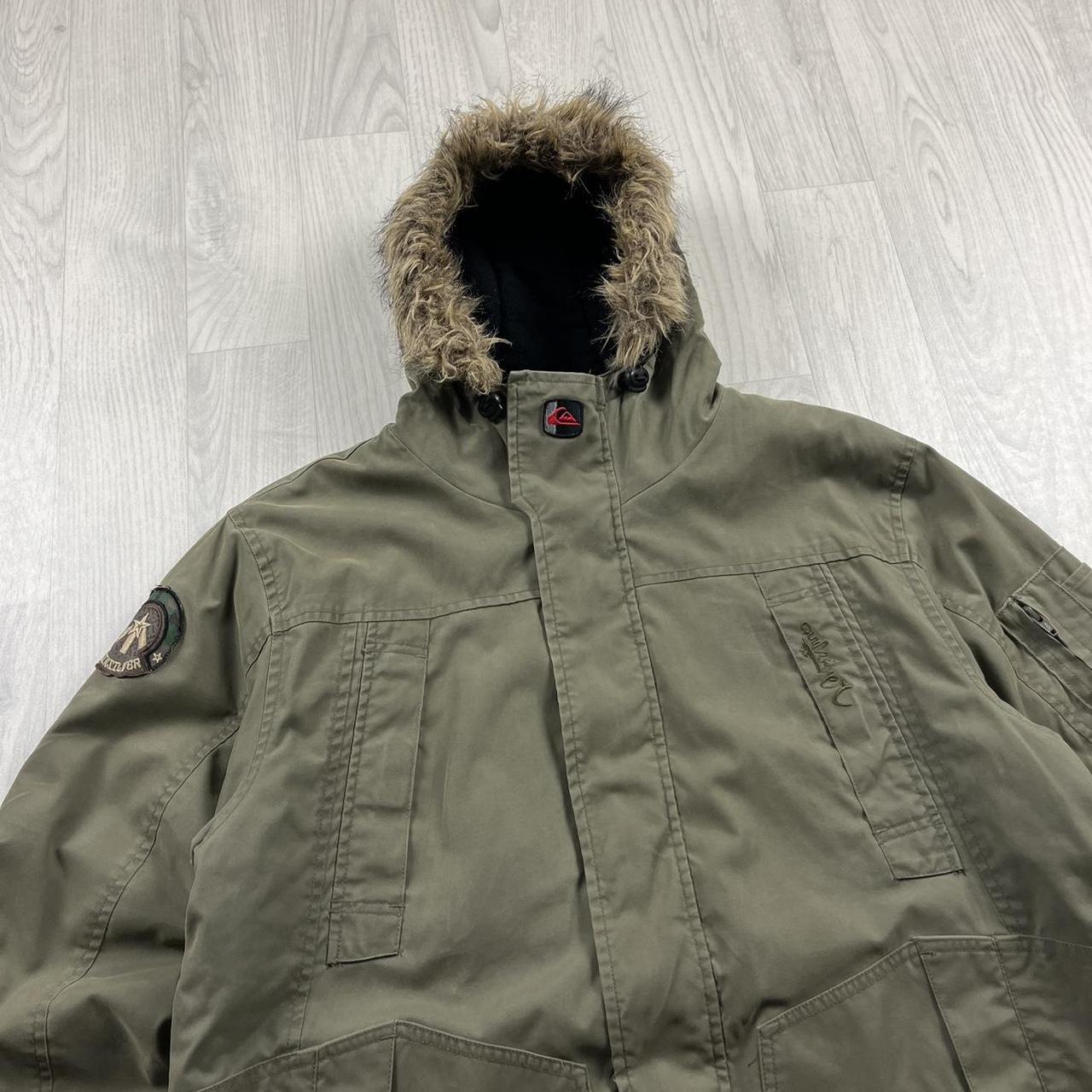 VINTAGE Y2K QUIKSILVER SKI HOODED PARKER JACKET KHAKI