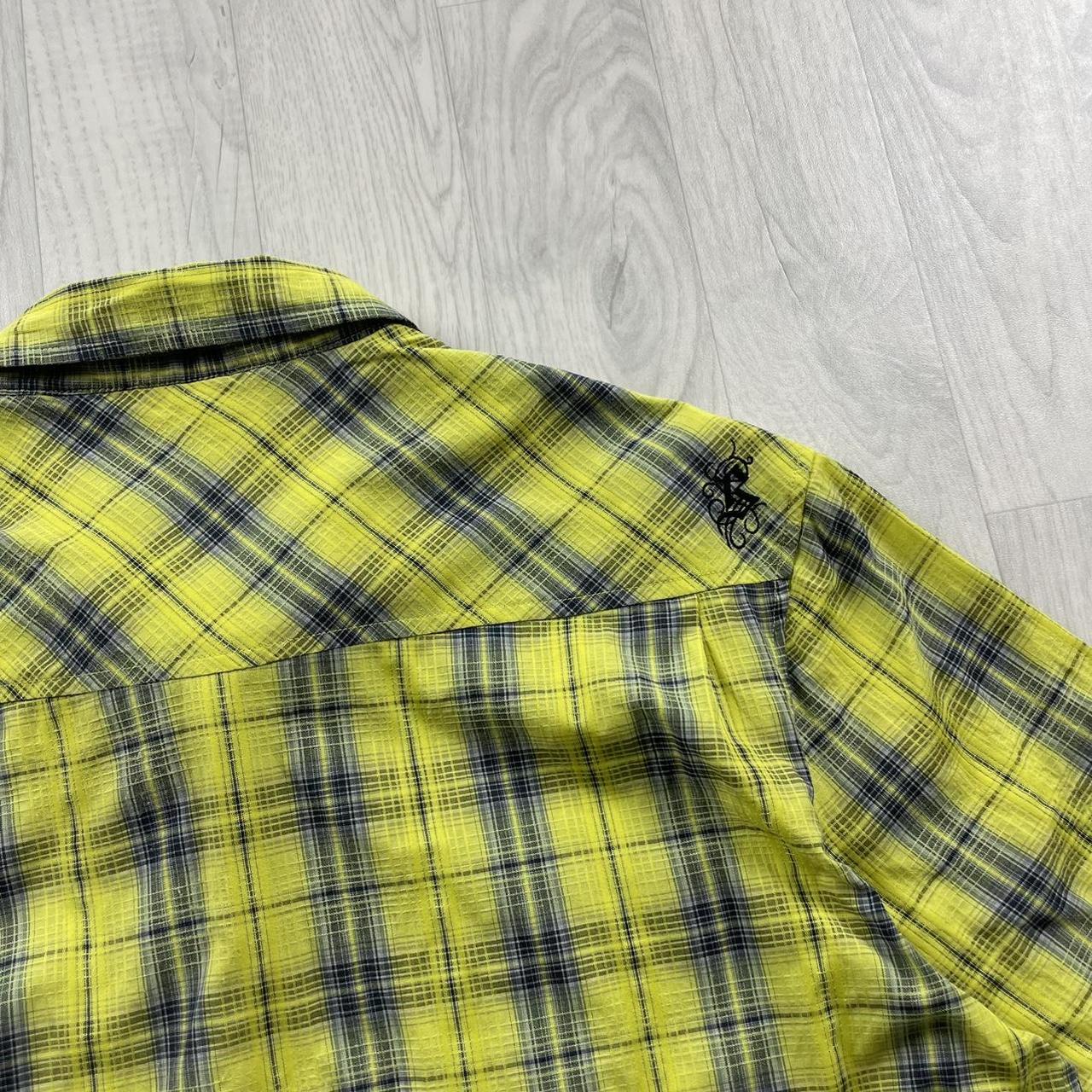 VINTAGE Y2K BILLABONG SHORT SLEEVE CHECK SHIRT YELLOW BLACK (L)