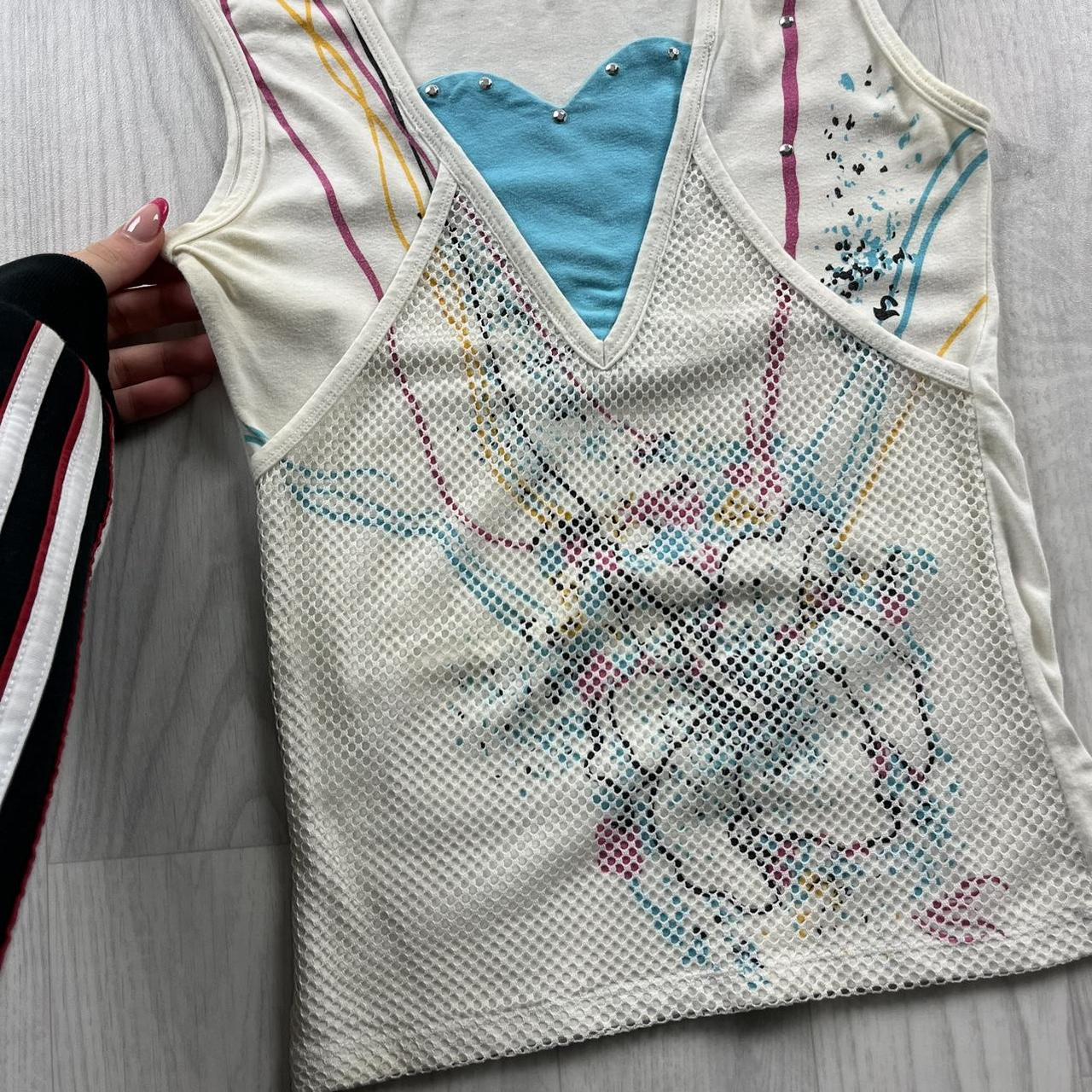 VINTAGE Y2K GRAPHIC VEST TOP WHITE