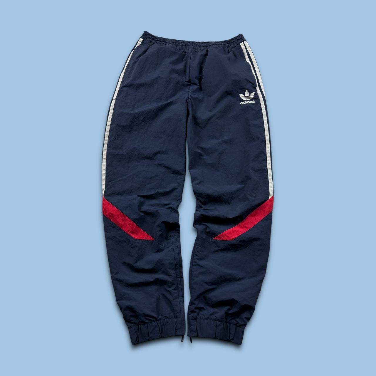 ADIDAS STRAIGHT LEG BAGGY TRACKSUIT BOTTOMS NAVY