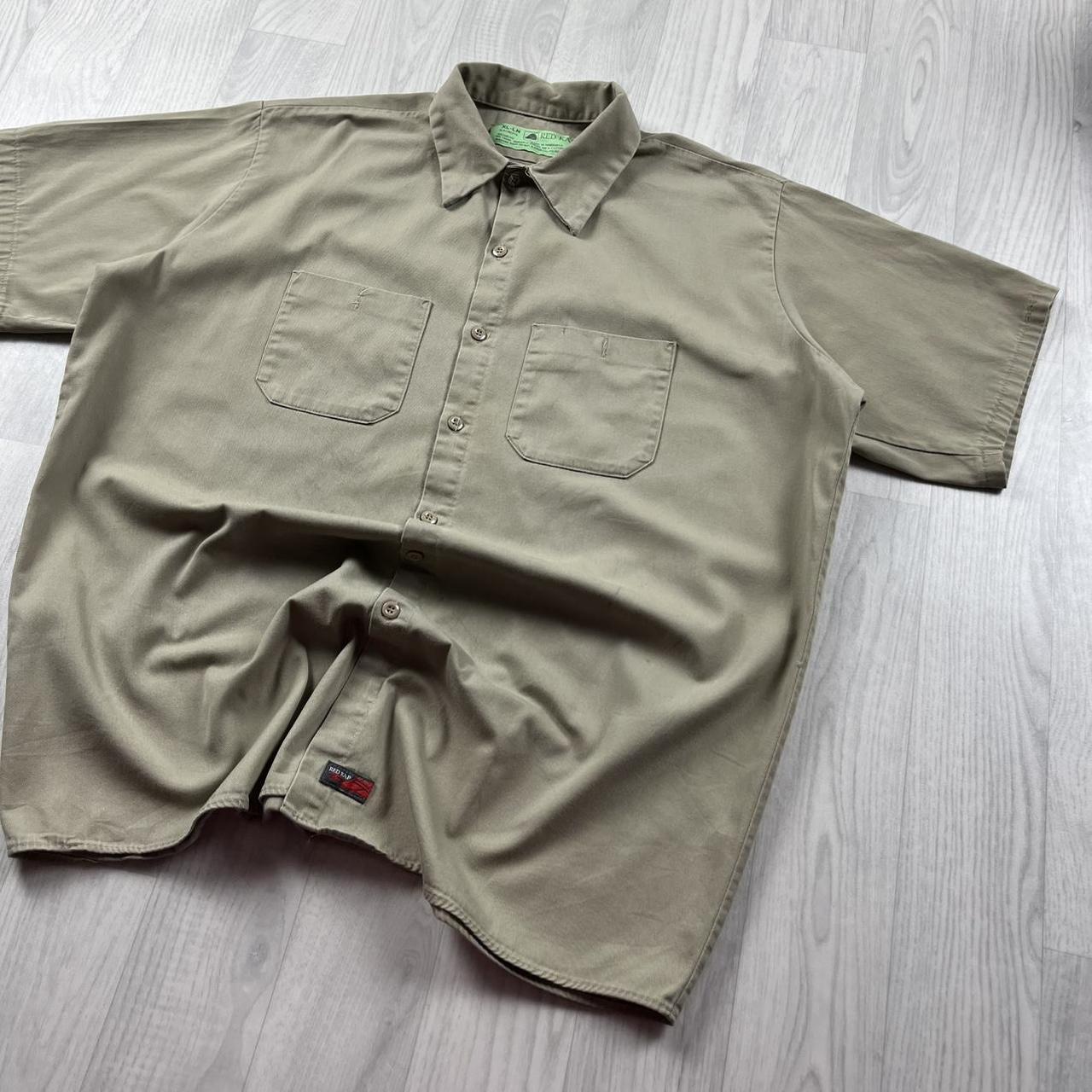 VINTAGE Y2K UTILITY SHORT SLEEVE SHIRT BEIGE