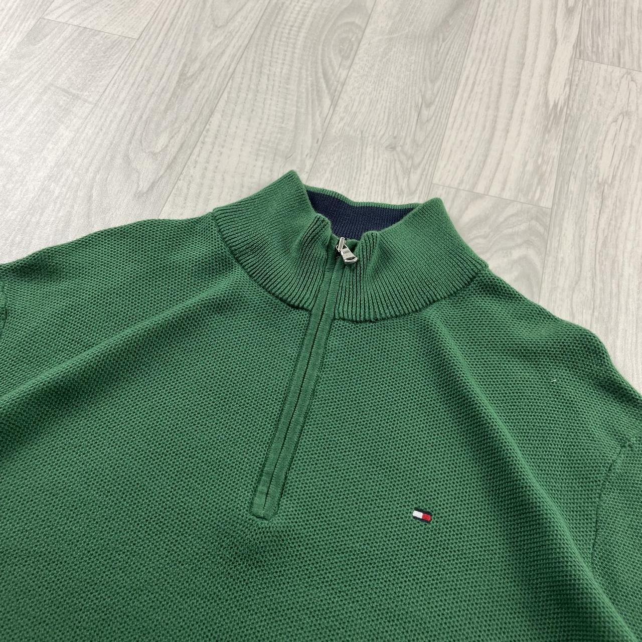 VINTAGE Y2K TOMMY HILFIGER QUARTER ZIP KNITTED JUMPER GREEN