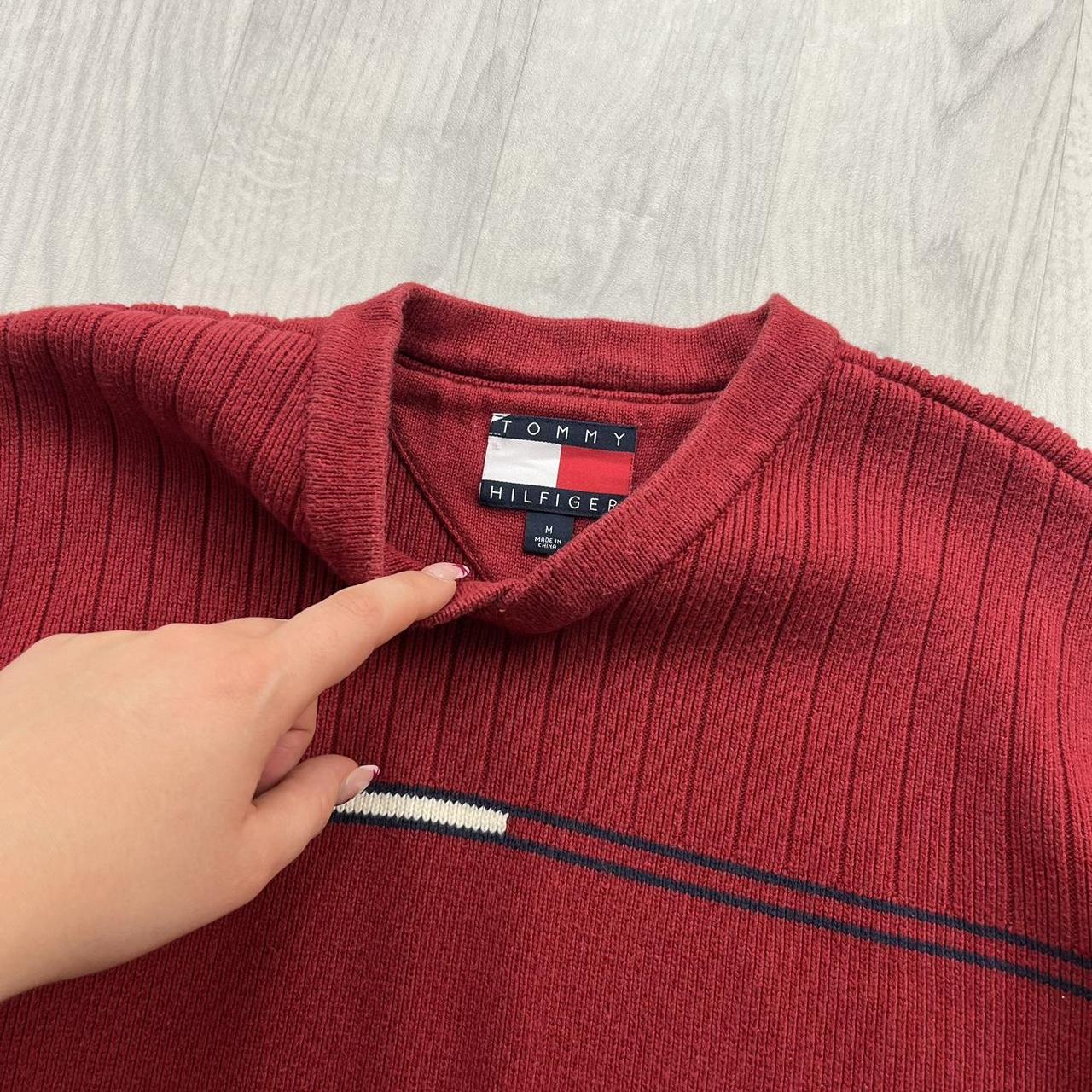 VINTAGE Y2K TOMMY HILFIGER RIBBED KNITTED JUMPER RED