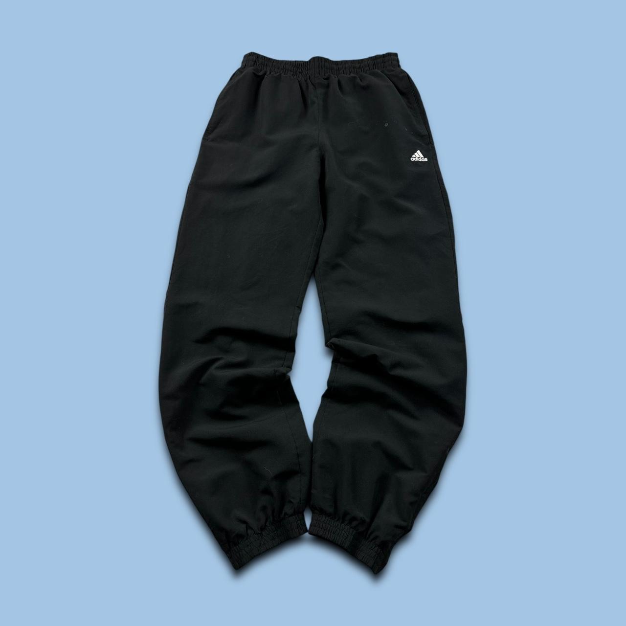 ADIDAS STRAIGHT LEG BAGGY TRACKSUIT BOTTOMS BLACK